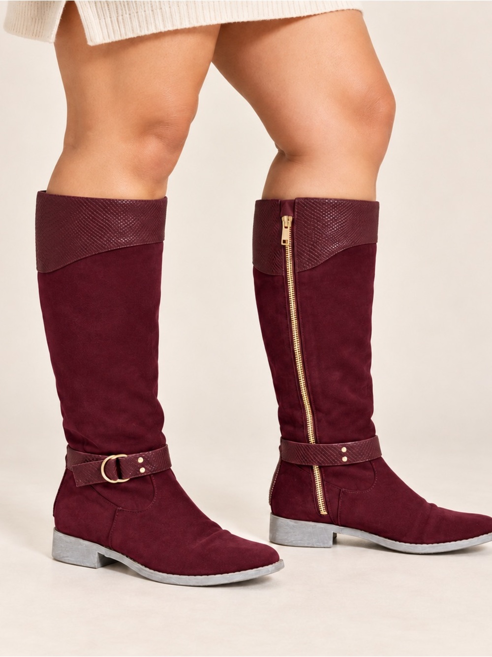 Burgandy Knee High Riding Boots